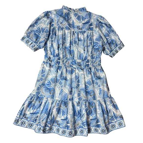 Sail to Sable CK Bradley Print Puff Sleeve Cotton Dress with Tassels size L - Picture 7 of 13